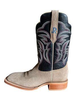 R. Watson Boar Leather Cowboy Boots Wide Square Toe RW8604-2 Men’s 8.5D Western